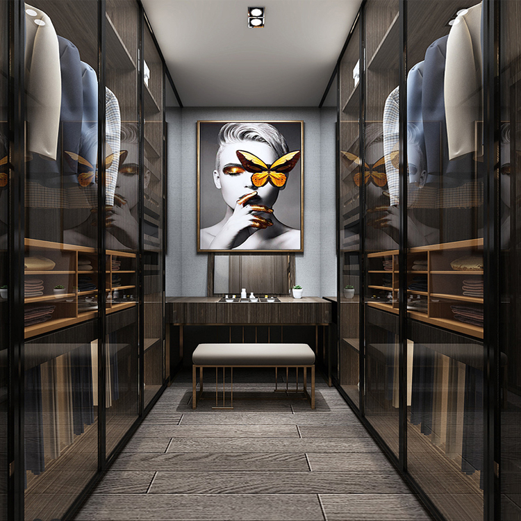 现代定制整体衣柜订制玻璃门迷你衣帽间定做全屋定制