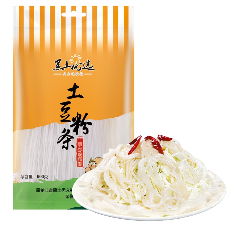 黑土优选 东北黑龙江马铃薯土豆粉丝 手工土豆粉条900g/袋